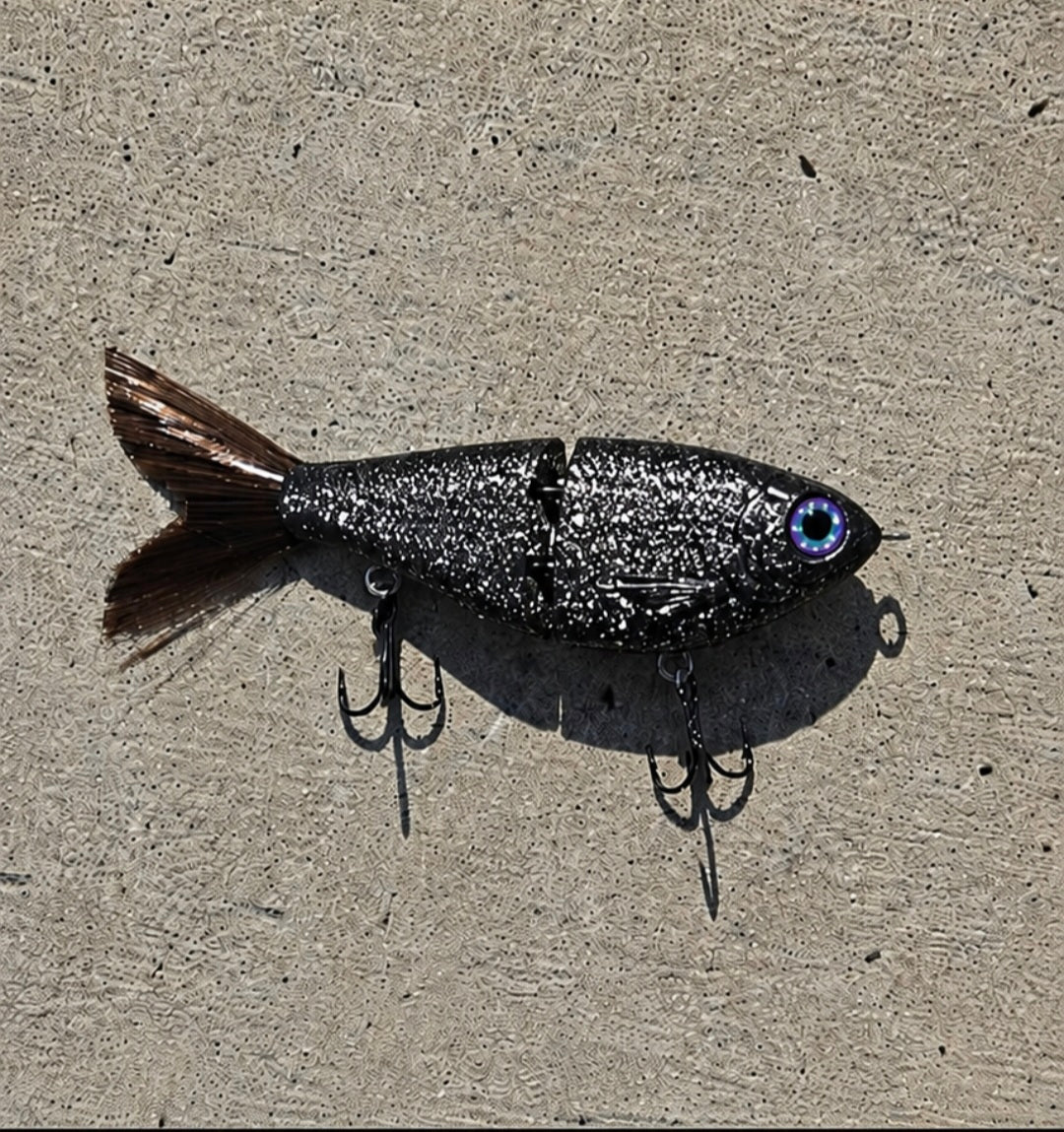 4 inch silver splatter glide bait